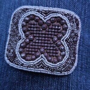 Beaded Clover Accent Patch - Brown and White